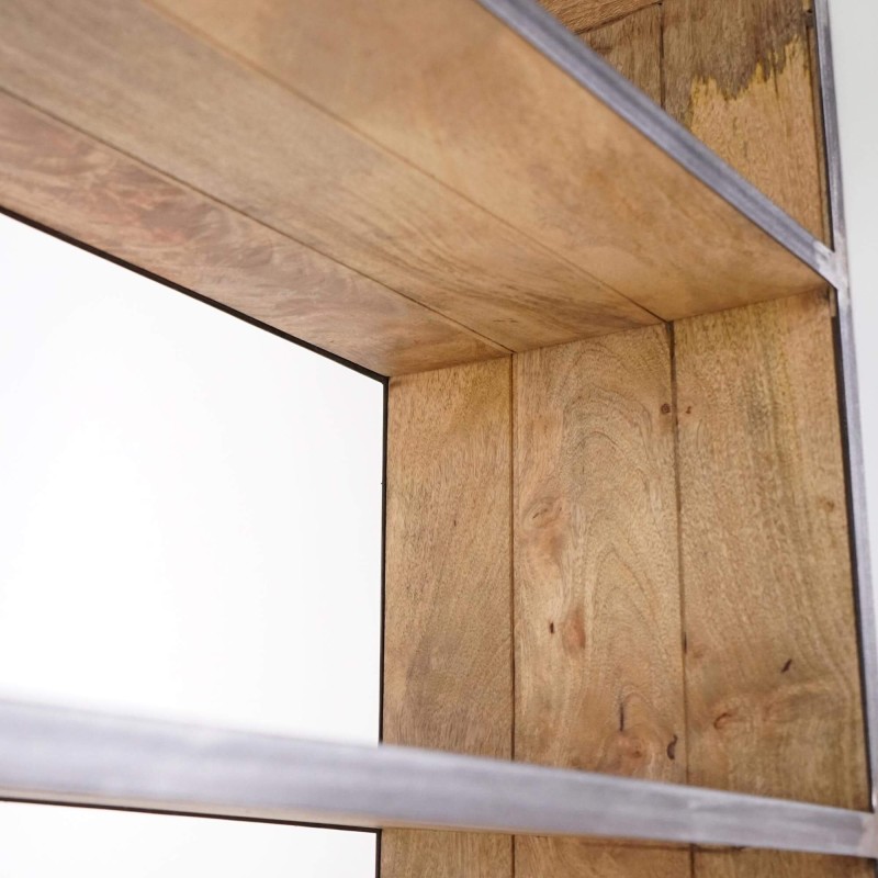 Industriële metalen servieskast met houten deuren - Manchester