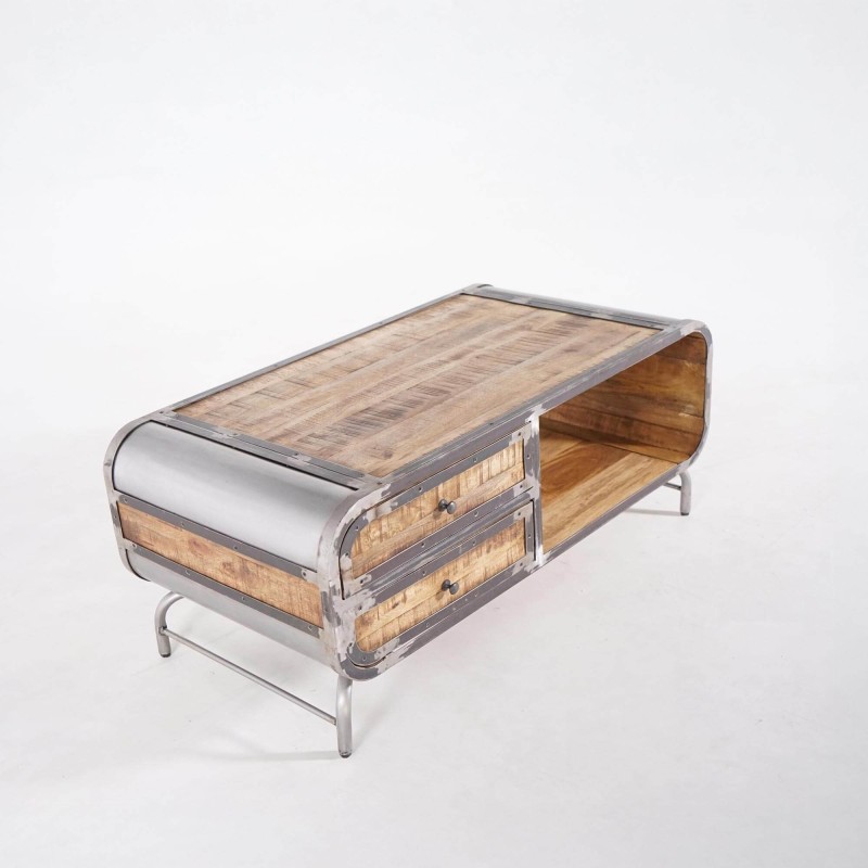 Salontafel in industriële stijl van massief mangohout en metaal – Manchester