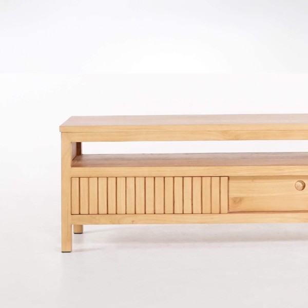 TV-meubel in massief hout met schuifdeur – Rohini
