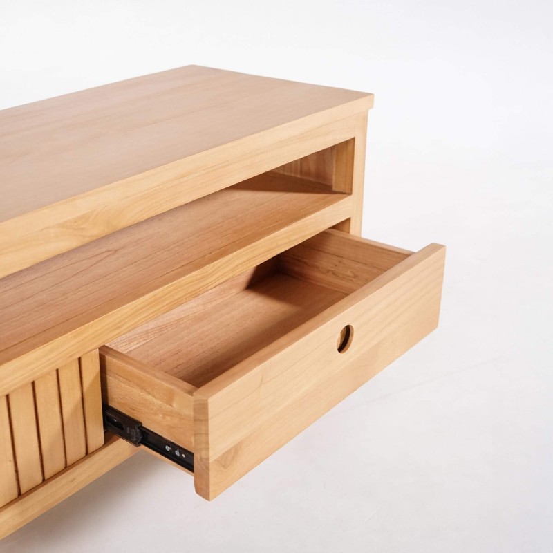 TV-meubel in massief hout met schuifdeur – Rohini