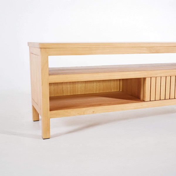 TV-meubel in massief hout met schuifdeur – Rohini
