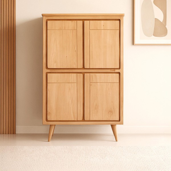 Hoog massief houten dressoir met 4 deuren - Pragati