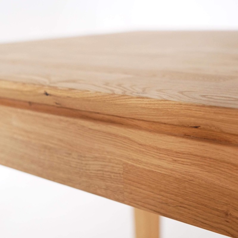 Eettafel rechthoekig in eikenhout 180 x 90 cm met verlengblad van 60 cm