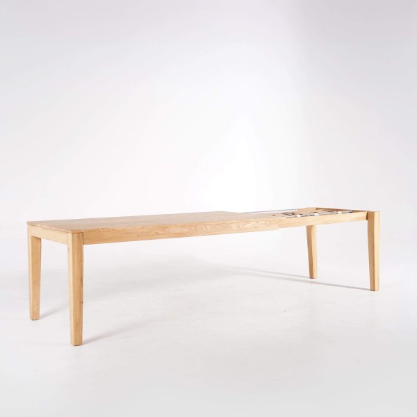 Eettafel in eikenhout 180 x 90 cm met verlengstukken van 2 x 50 cm