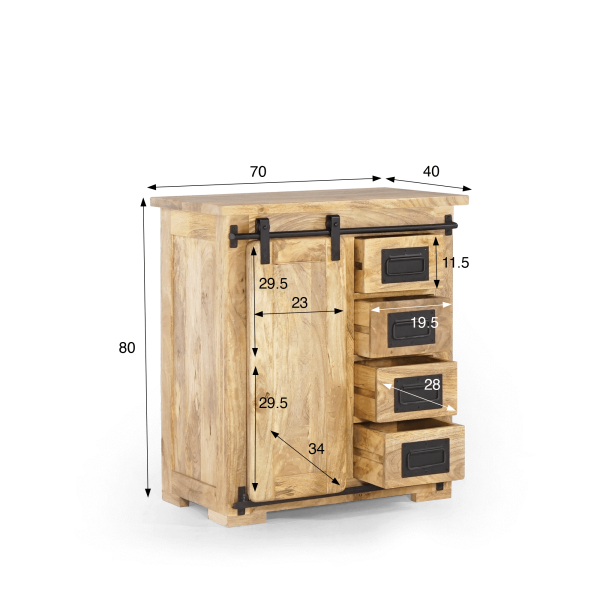 Industriële badkamermeubel 70 cm – Paris