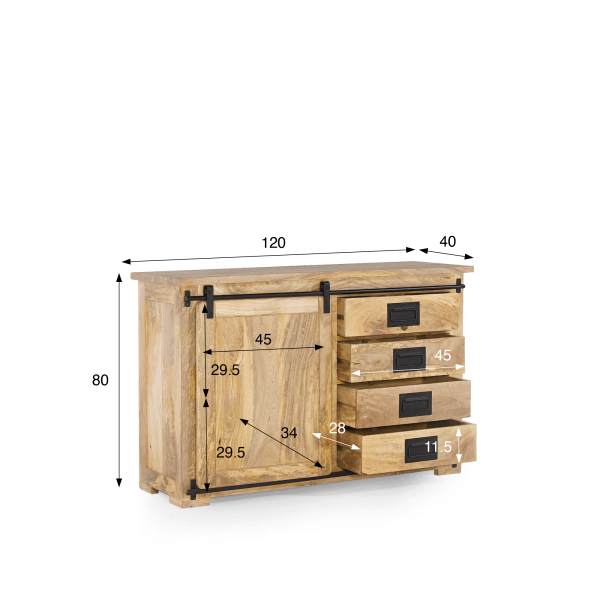 Onderbouwkast in hout en metaal - Paris