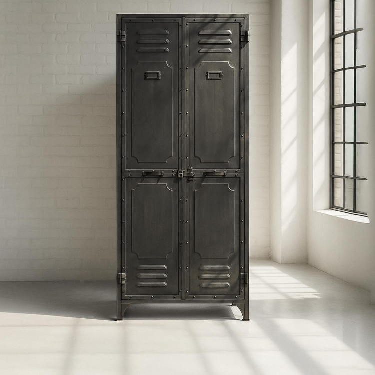 Industriële kleerkast in carbon afwerking