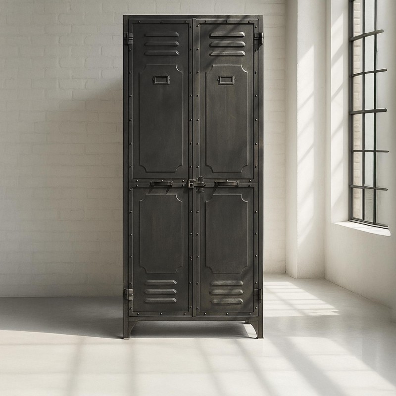 Industriële kleerkast in carbon afwerking