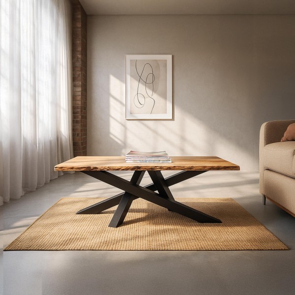 Massief houten salontafel met natuurlijke rand - Mikado