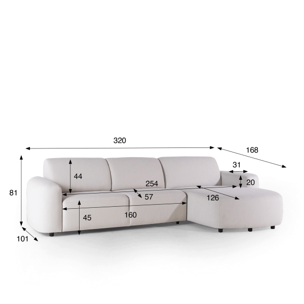 Hoekzetel 4-zits met rechterlongchair – Kala