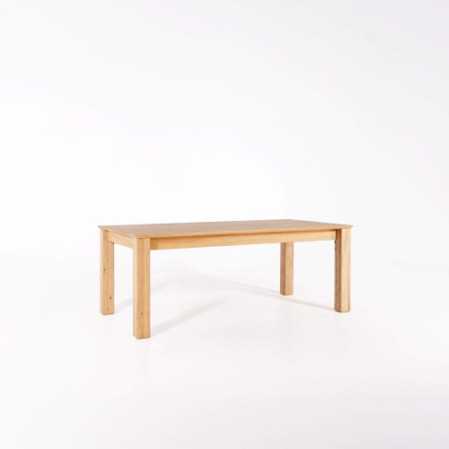 Eettafel van eikenhout 200 x 100 cm met verlengstukken van 2 x 50 cm