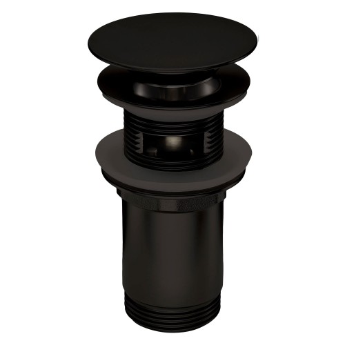 Universele ronde clic clac wastafelafvoer met metalen huls, nero