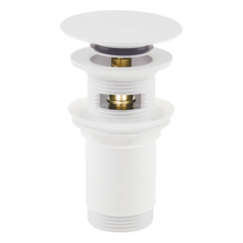 Universele klik-klak wastafelafvoer met metalen huls, bianco