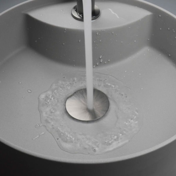 Bovenafsluiter voor wastafel, klik-klak met metalen manchet, universeel, titanium