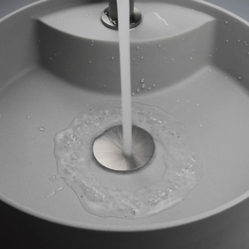 Bovenafsluiter voor wastafel, klik-klak met metalen manchet, universeel, titanium