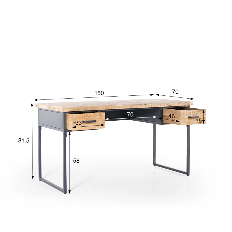 Industriële bureau in hout en metaal – Cambridge Industriële bureau in hout en metaal – Cambridge
