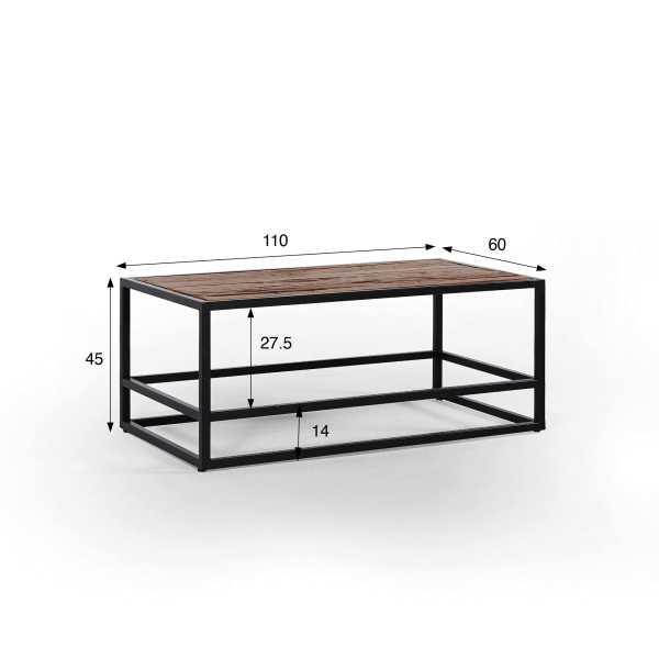 Salontafel van hout en metaal Recycled