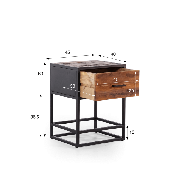 Nachtkastje in gerecycled hout – Recycled