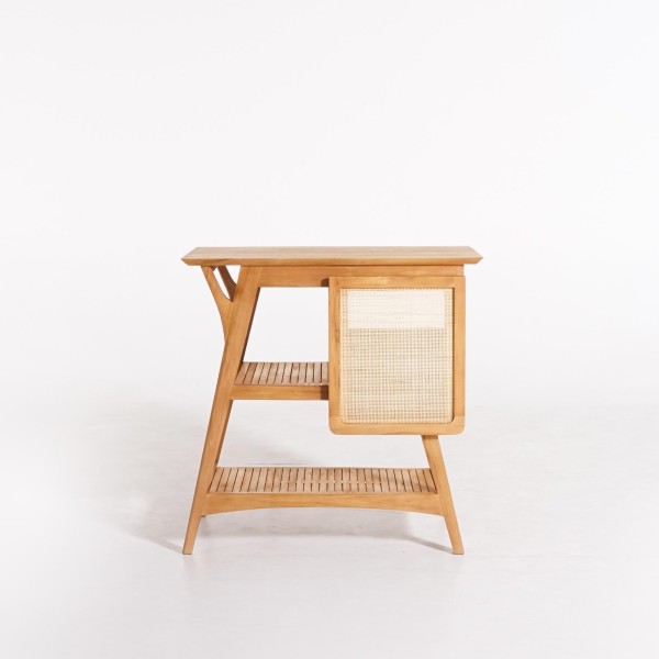 Badmeubel in massief teakhout met enkele wasbak 80 cm – Kalindi