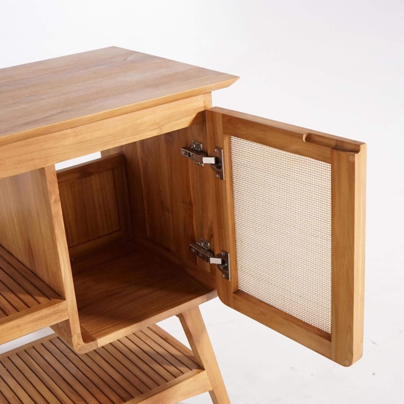 Badmeubel in massief teakhout met enkele wasbak 80 cm – Kalindi Badmeubel in massief teakhout met enkele wasbak 80 cm – Kalindi