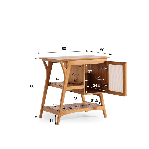 Badmeubel in massief teakhout met enkele wasbak 80 cm – Kalindi