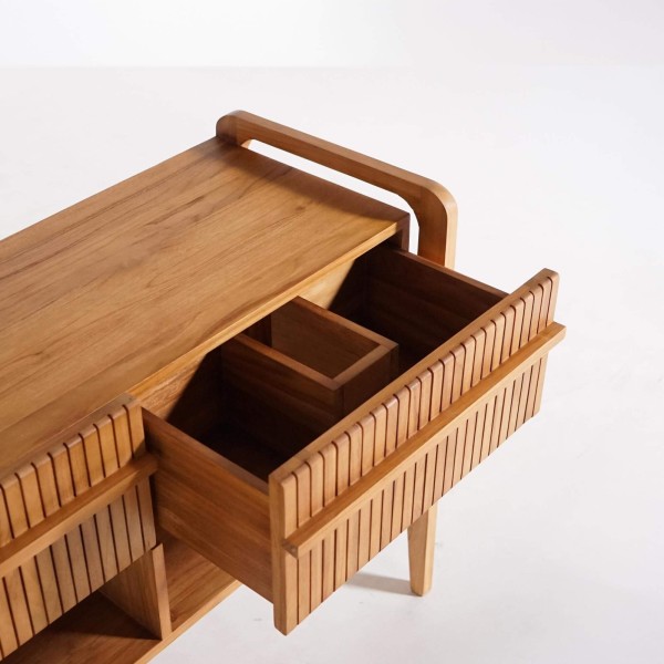 Badmeubel in massief teakhout met dubbele wasbak 120 cm - Devika