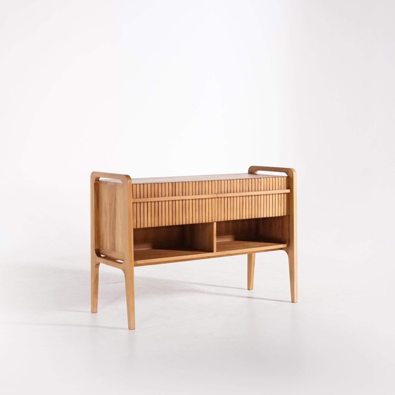 Badmeubel in massief teakhout met dubbele wasbak 120 cm - Devika Badmeubel in massief teakhout met dubbele wasbak 120 cm - Devika