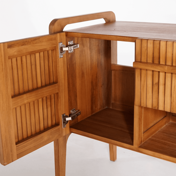 Badmeubel in massief teakhout met enkele wasbak 80 cm – Devika