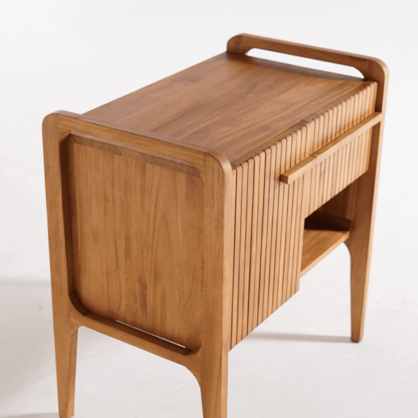 Badmeubel in massief teakhout met enkele wasbak 80 cm – Devika