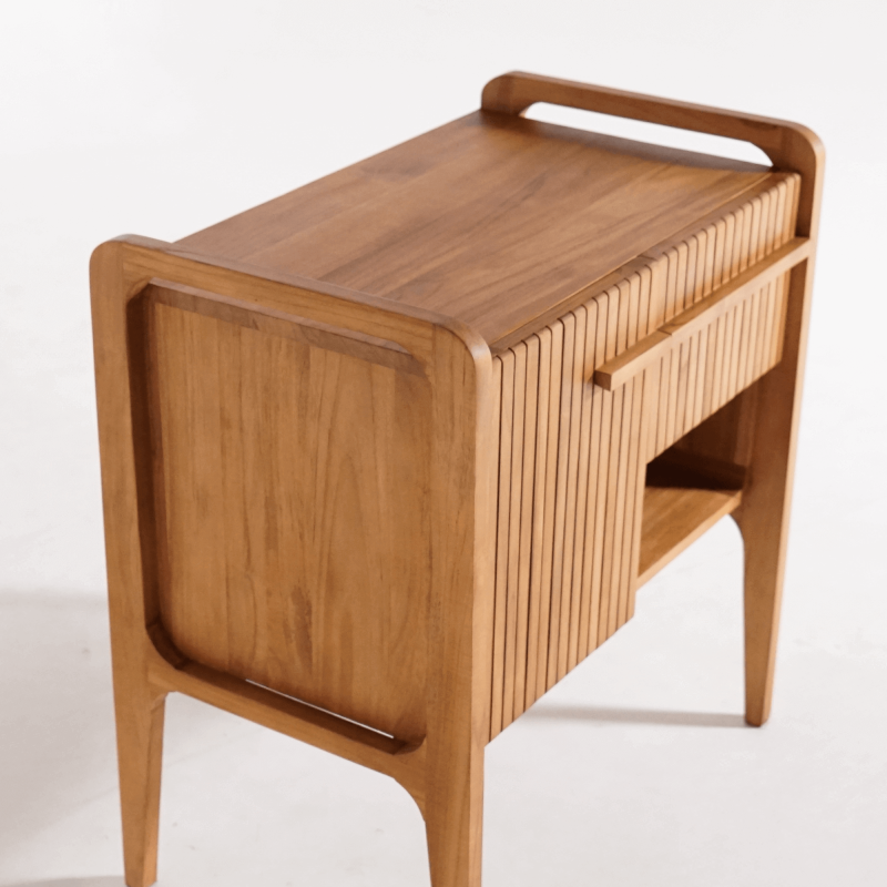 Badmeubel in massief teakhout met enkele wasbak 80 cm – Devika Badmeubel in massief teakhout met enkele wasbak 80 cm – Devika