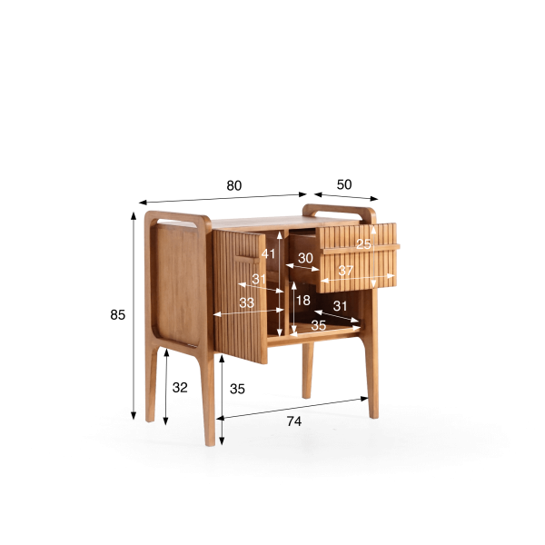 Badmeubel in massief teakhout met enkele wasbak 80 cm – Devika