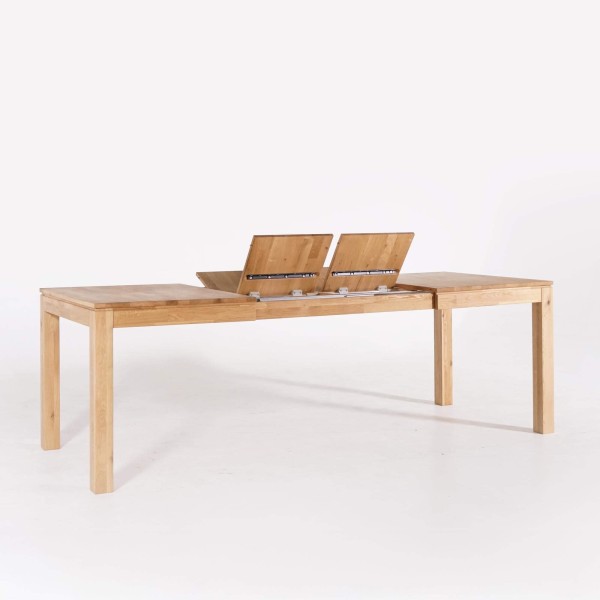 Eettafel in eikenhout 140 x 90 cm met 2 verlengstukken van 40 cm