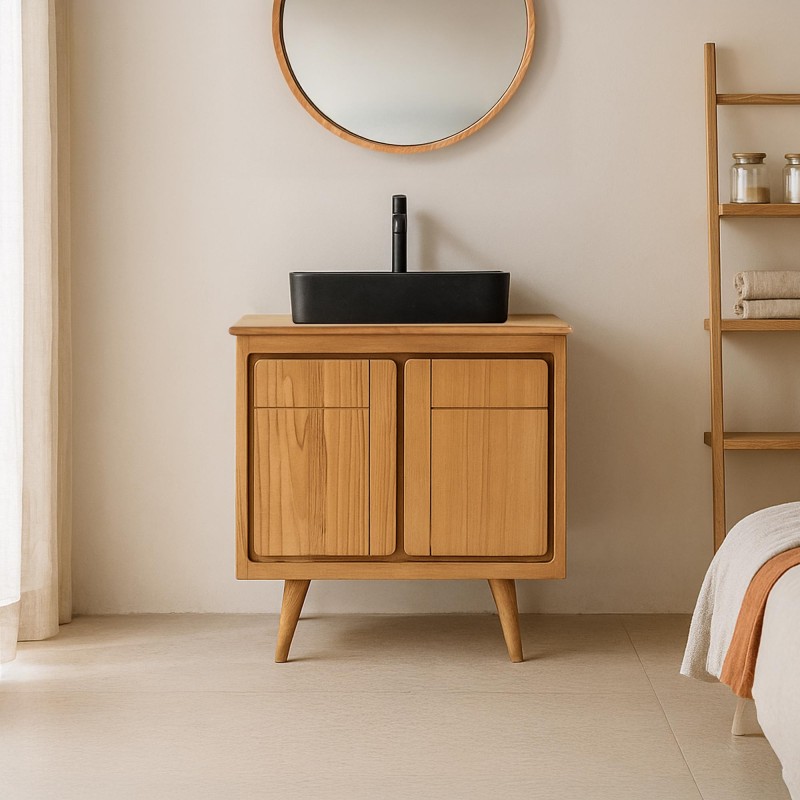 Badkamermeubel in massief teakhout 80 cm – Pragati Badkamermeubel in massief teakhout 80 cm – Pragati