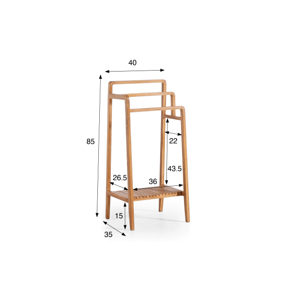 Handdoekhouder voor badkamer in massief teakhout – Devika