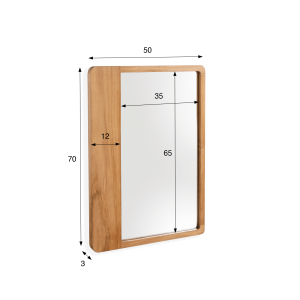 Rechthoekige spiegel van teakhout