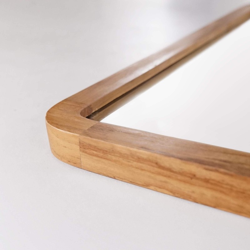 Badkamerspiegel 120 x 70 cm met teak houten rand – Devika