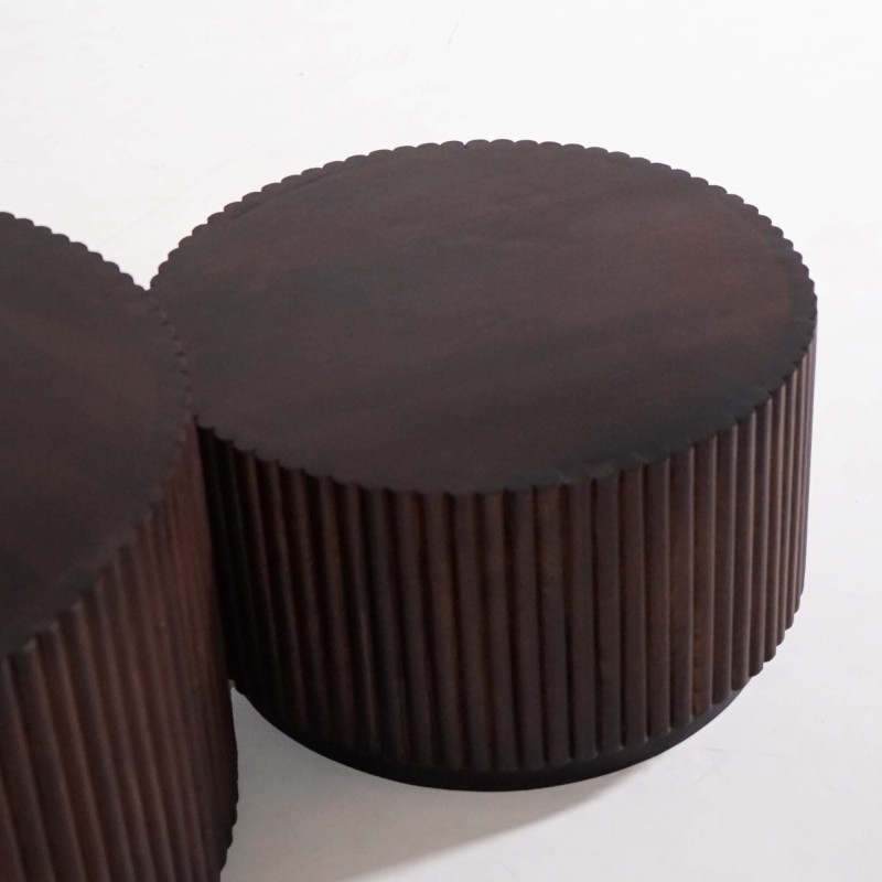 Set van 2 ronde design salontafels in massief hout – Sohana