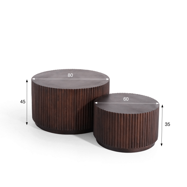 Set van 2 salontafels in massief hout – Sohana