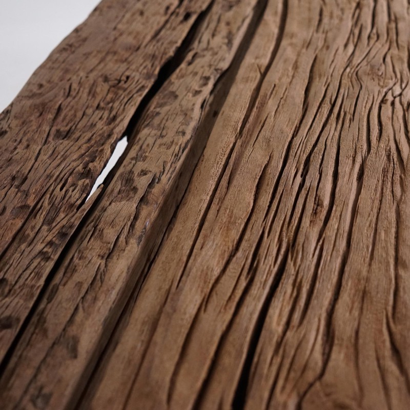 Rechthoekige eettafel in glas met spoorbielzen – Railwood