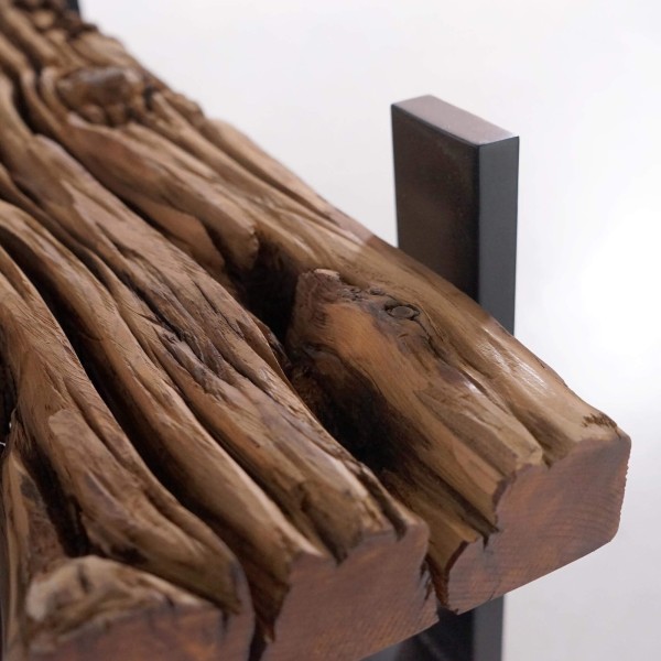 Salontafel in glas met spoorbielzen – Railwood