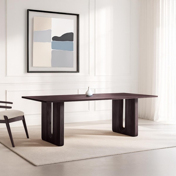 Eettafel in massief mangohout, donkerbruine afwerking – Noba