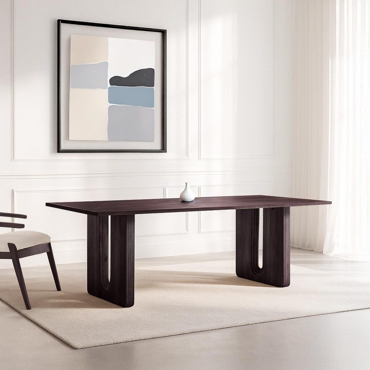 Eettafel in massief mangohout, donkerbruine afwerking – Noba