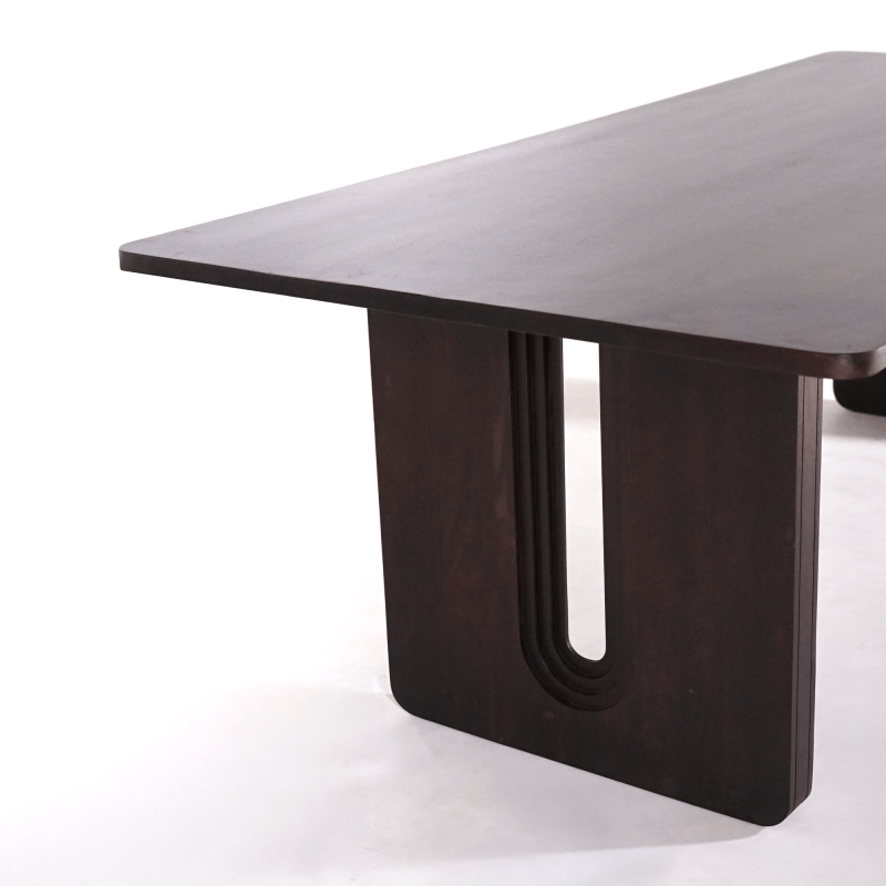 Eettafel in massief mangohout, donkerbruine afwerking – Noba