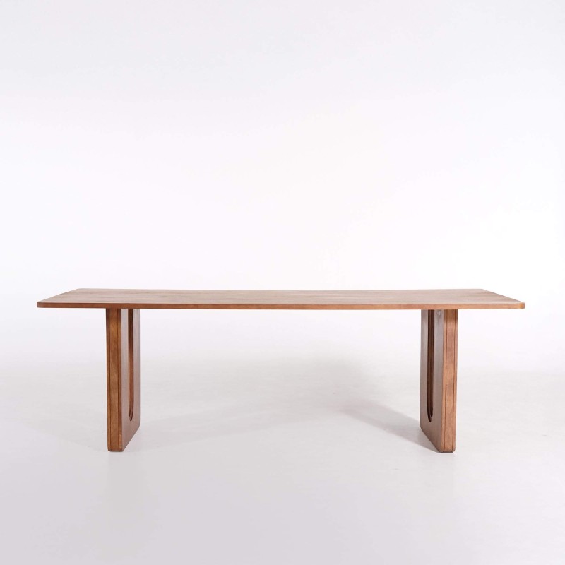Eettafel in massief mangohout, afwerking in natuurlijke bruine tint – Noba