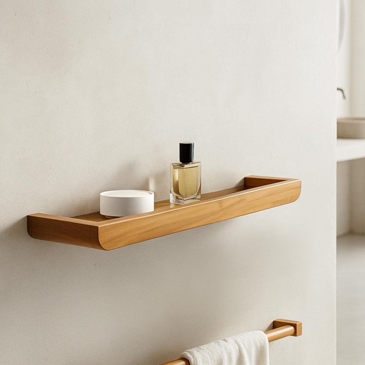 Wandplank in massief teakhout 70 cm