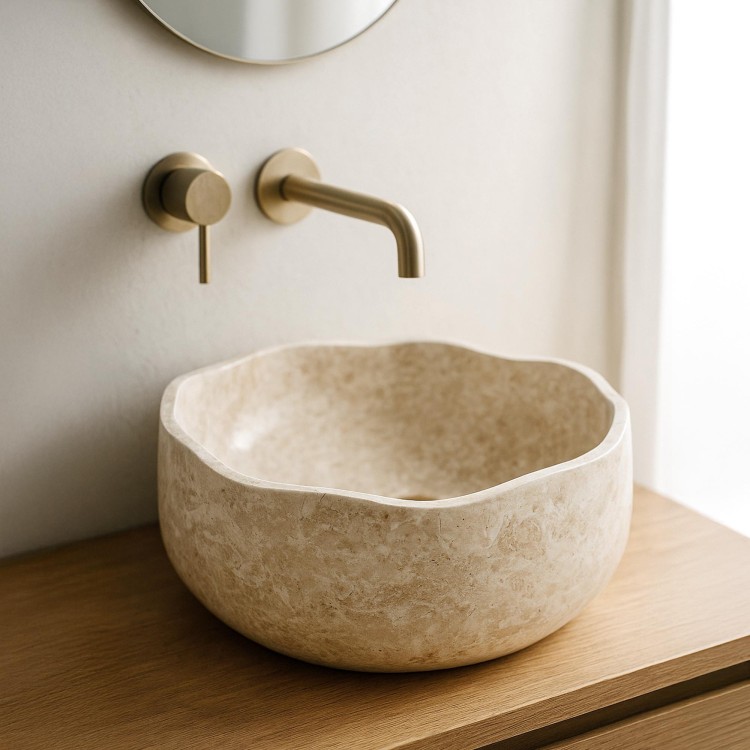 Stenen badkamer wastafel - Flower