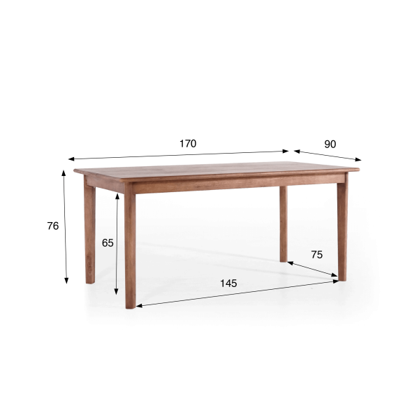 Rechthoekige eettafel in massief mangohout