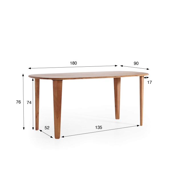 Ovalen eettafel in massief mangohout - Orama