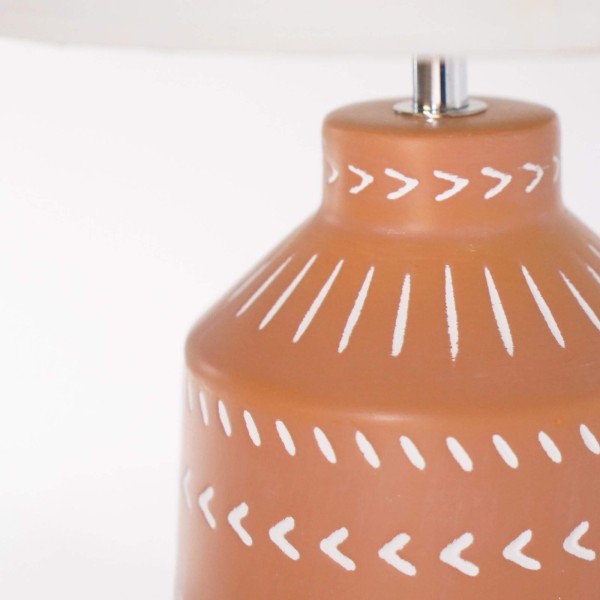 Ambachtelijke terracotta keramische lamp – handgeschilderd etnisch motief – Zahara