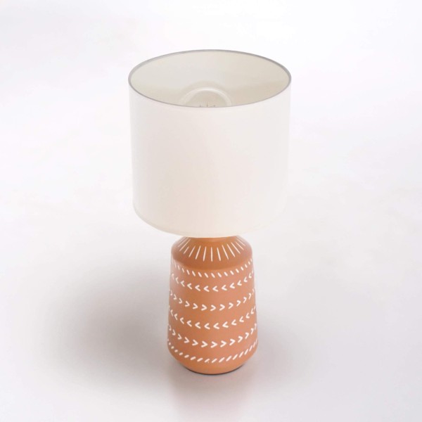 Ambachtelijke terracotta keramische lamp – handgeschilderd etnisch motief – Zahara